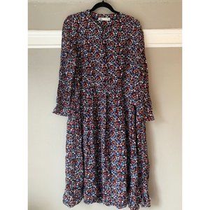 Zara Mid-Length Floral Long Sleeve Dress - L